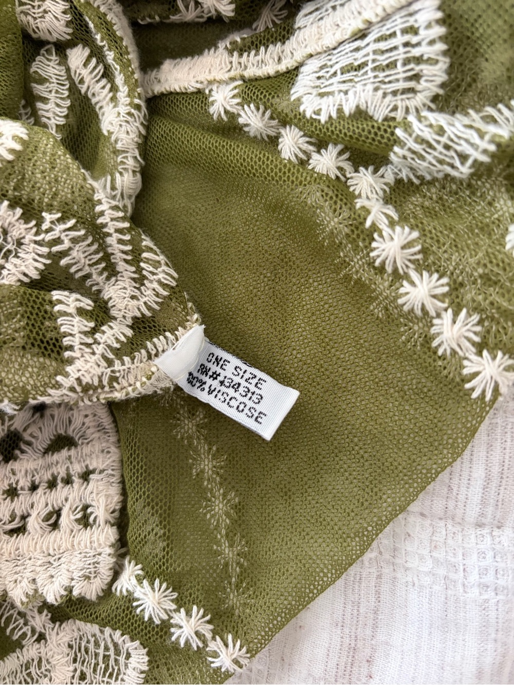 Olive Green Lace-Trim Kimono Duster- Unbranded - Picture 6 of 7